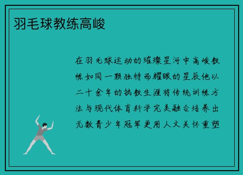羽毛球教练高峻